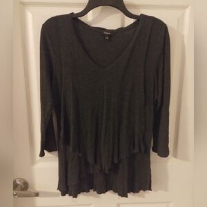 Cupio Charcoal Long Sleeve V-Neck Top